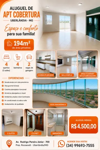 Apt cobertura linear com 194 mts de área útil