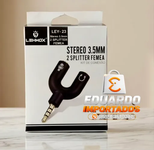Adaptador Splitter P3 x P2 Fone Microfone Headset Xbox Ps4 Áudio Cabo Pc (Divisor)
