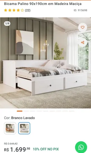 Cama solteiro/bicama. 5 meses de uso. Branca. Contato *