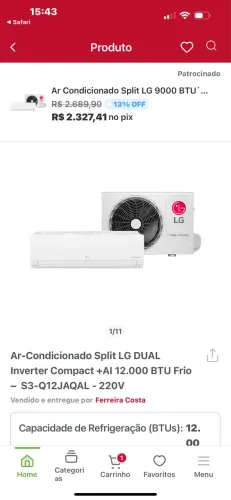 Ar condicionado 12000btus NOVO