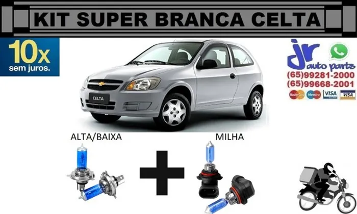 Kit de Lâmpadas Super Branca Celta 8500K Efeito Xênon
