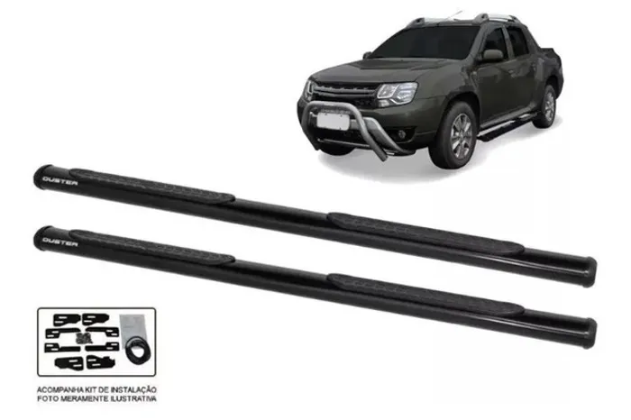 Estribo Oblongo Preto Duster Oroch 2012 13 14 15 16 17 2018 instalado