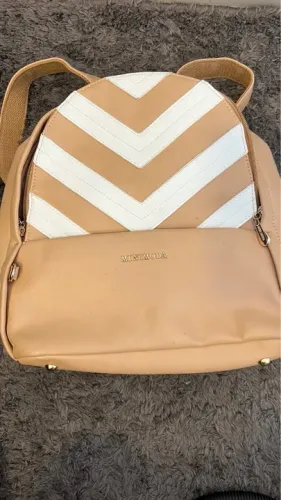 Mochila Bege Feminina Couro