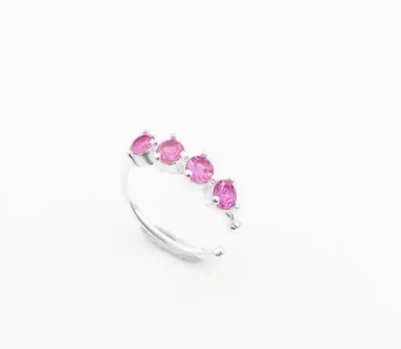 Piercing fake em prata com zircônias rosas