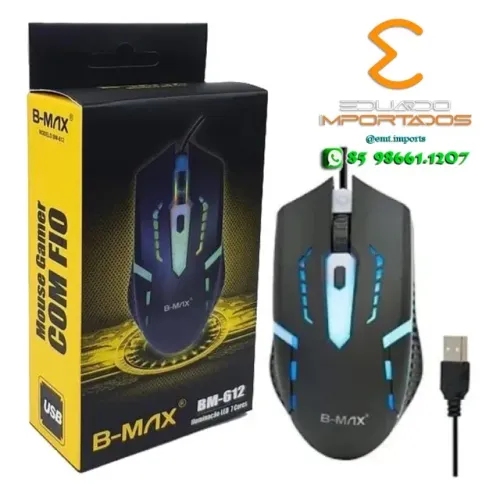 Mouse Gamer Óptico Com Cabo USB e LED BM-612 B-MAX