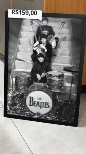 Quadro Decorativo The Beatles - Arte Retrô em Preto e Branco