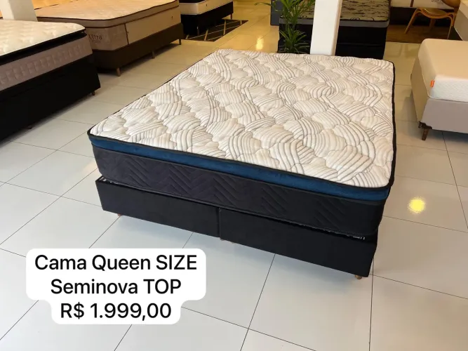 Cama Box de casal Queen Size seminova Top - ENTREGO 