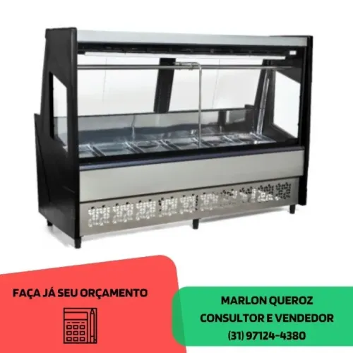 Balcão de Açougue 2M Polar Preto com Tendal