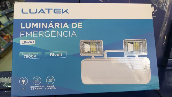 Luminária de Emergência LED Bivolt 7500K - LUATEK LK-743