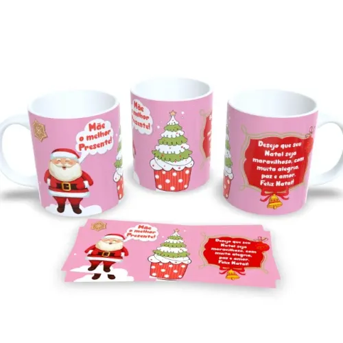 Caneca de Porcelana com Estampa Natal Charmosa e Exclusiva