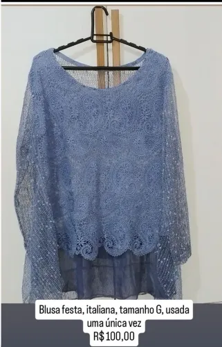 Blusa de festa italiana azul tamanho G