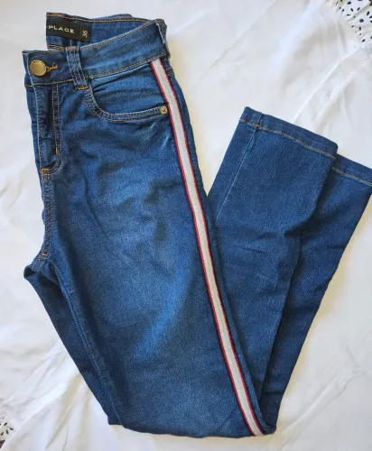 calça jeans lavagem azul - my place - tam 36