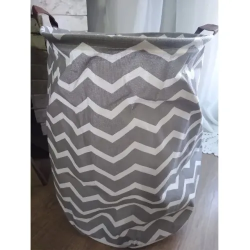 Cesto Saco Organizador De Roupa Suja Brinquedo Em Tecido C/Alças Multiuso Dobrável  Cinza