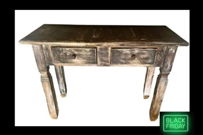 Antigo Aparador rústico mineiro em madeira maciça patinada com duas gavetas *Descrição