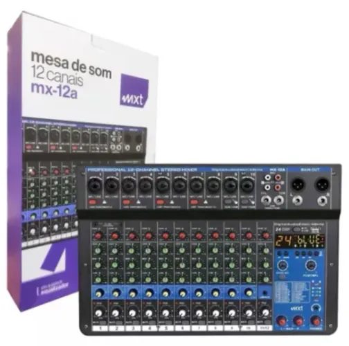 MESA DE SOM DE 12 CANAIS, 24DSP, XLR COMBO- MODELO: MX-12A