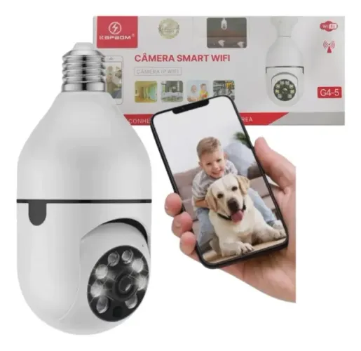 Câmera de segurança Wi-Fi para monitoramento remoto.