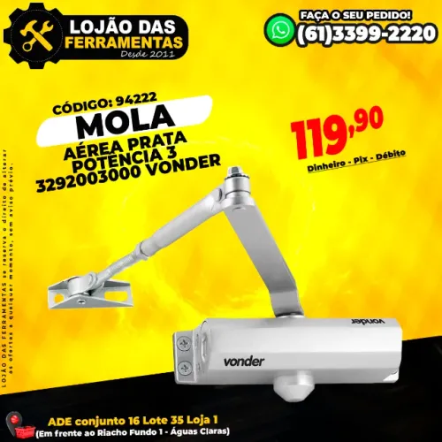 Mola Aérea Prata Para Porta Potência 3 Vonder