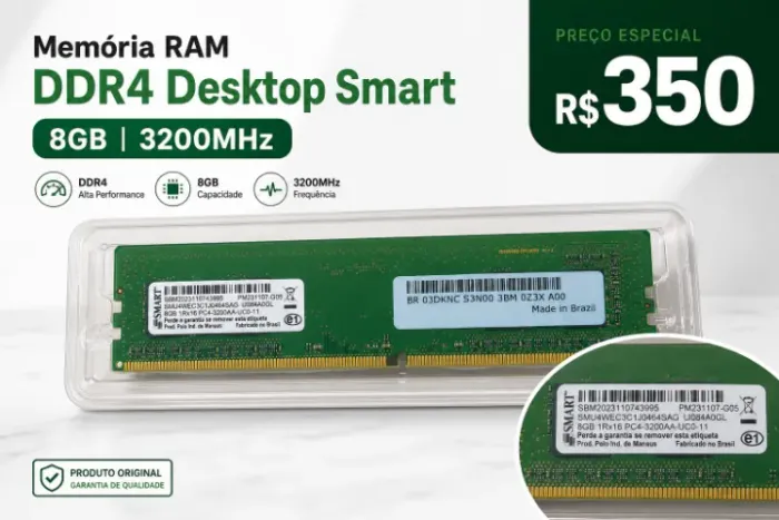 Memoria Ram DDR4 Desktop 8gb 3200mhz Smart