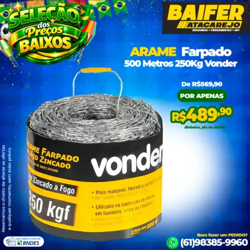 Arame Farpado 250Kg 500 Metros Vonder