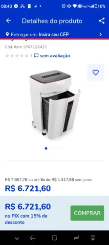 Fragmentadora de papel CD/DVD - 22P4/60 220V - Raspador e Engrenagem Metálicas - Usado com