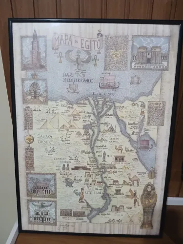 Moldura com Mapa Antigo Egito (50x70) desenhado manualmente 