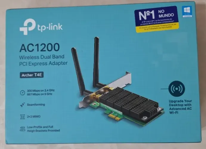 Placa de Rede Wi-Fi TP-Link Archer T4E AC1200 Dual Band PCI-E (NOVA - Sem Uso)