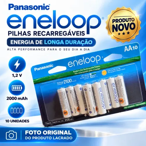 Pilha AA Panasonic Eneloop - 10 unidades - NOVAS (lacrado)