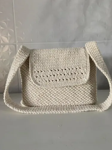 Bolsa de Ombro croche cru feminina genérica