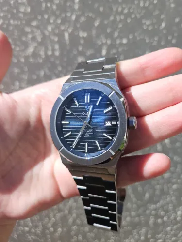 Relógio Cadisen mostrador azul automático Seiko NH35