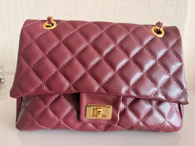Bolsa Vinho Luxo 100% Couro Legítimo com Certificado e Matelassê