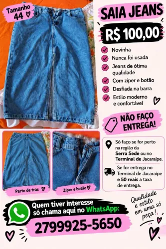 Saia jeans  Marca Savanah tamanho 44.