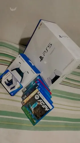PlayStation 5 slim leitor digital e disco 2 controle e jogos