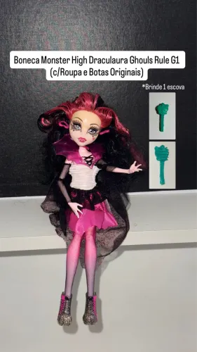 Boneca Draculaura Ghouls Rule G1 Monster High c/Roupa e Botas Originais + Brindes