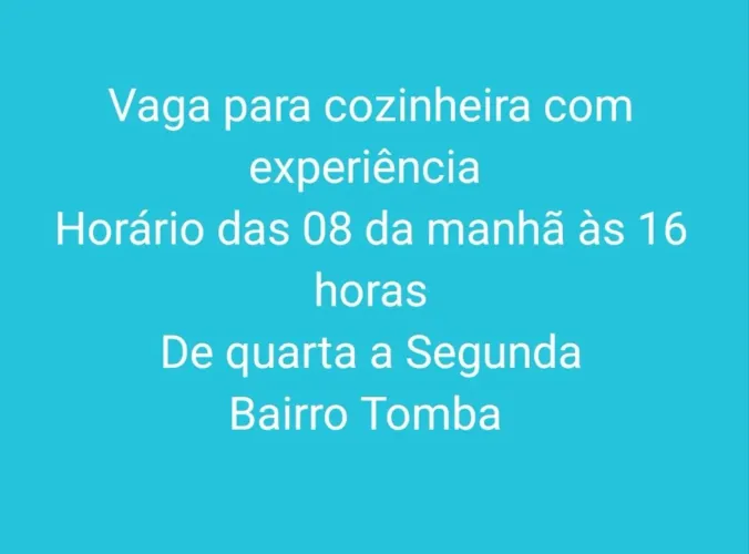 Vaga para cozinheira ou Cozinheiro