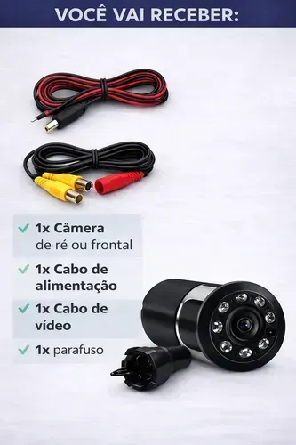 Câmera de Ré Para Carro Automotiva Full HD Visão Ampla e a Prova Dágua