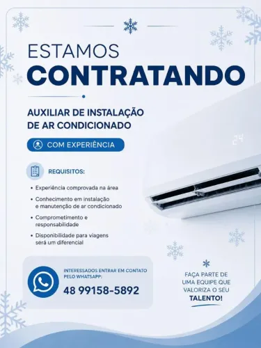 Instalador e auxiliar de ar condicionado 