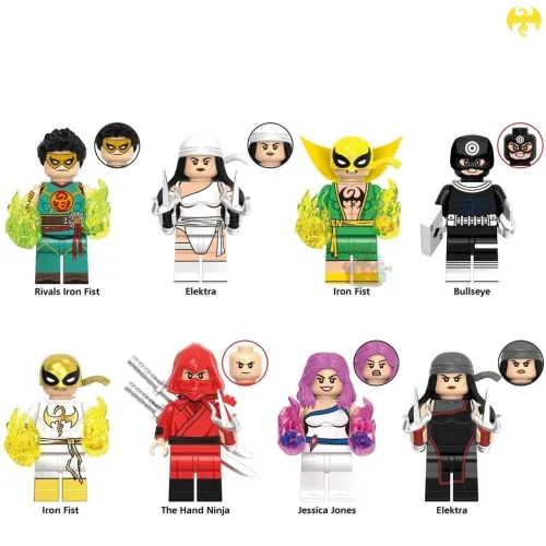 Minifiguras Marvel | Punho de Ferro, Elektra e Jessica Jones