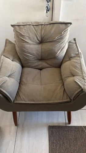 Poltrona Cadeira Resistente em Suede para Manicure e Ambientes Profissionais (Cappuccino)