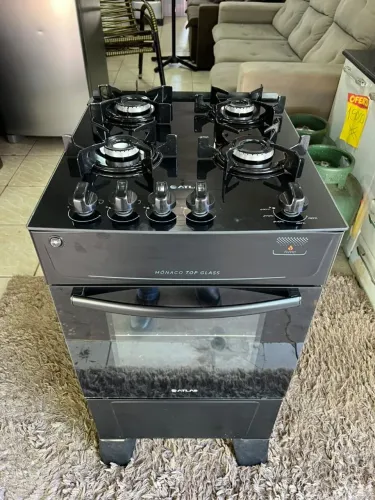 Fogão Atlas Mônaco TOP GLASS 4 bocas mesa de vidro automático ((ENTREGO GRATIS))