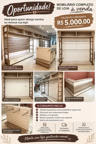 OPORTUNIDADE! MOBILIÁRIO COMPLETO DE LOJA À VEND
