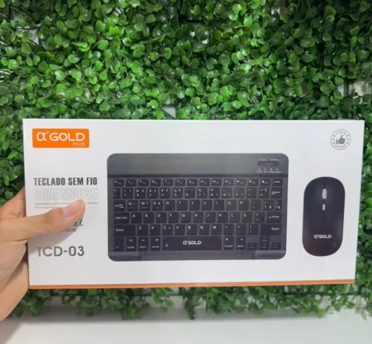 Kit teclado + mouse sem fio recarregável Alpha Gold original