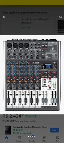 Mesa de som Behringer 1204 USB novíssima com beg