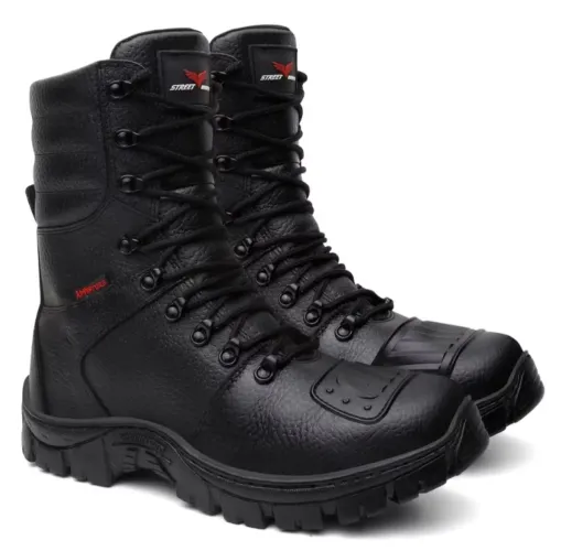 Bota coturno de couro legítimo