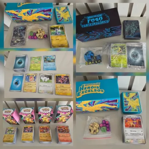 Lote Pokémon 1.369 cartas + 6 ETBs + 2 promos lacradas