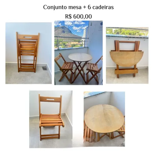Mesa de madeira com cadeiras