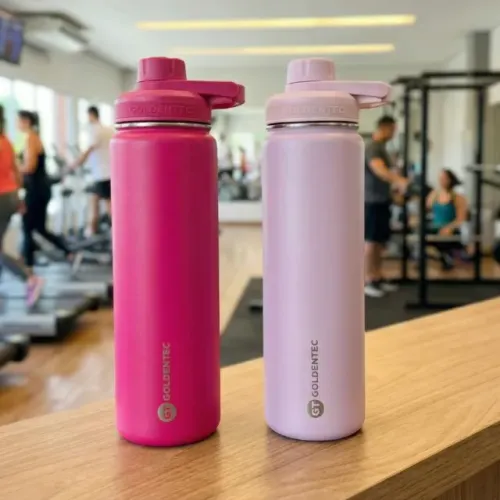 Garrafa Térmica 750ml Rosa Goldentec - FRETE GRÁTIS