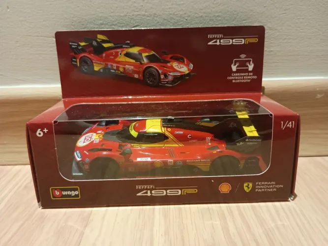 Miniatura ferrari 499p shell controle remoto 1:41 burago
