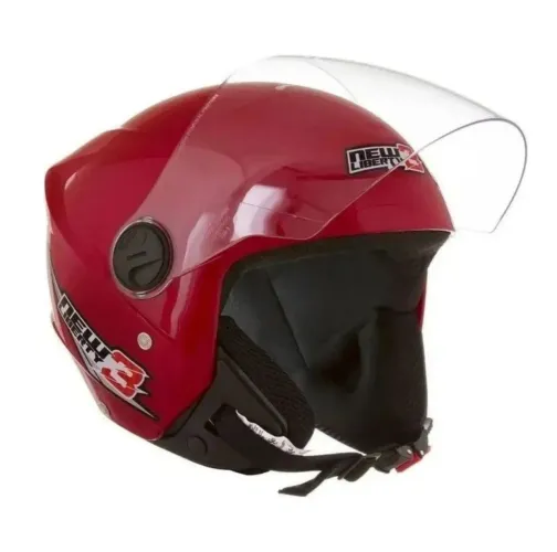 Capacete New Liberty 3 Three Vermelho Aberto Viseira Transparente - Tamanho 60 Confortável