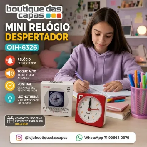 MINI RELOGIO ANALOGICO DE MESA DESPERTADOR Toque alto