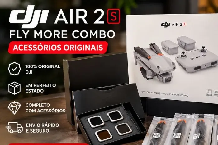 Kit Acessórios Original DJI Air 2S Fly More Combo | Hélices + Filtros ND + Sticks + Caixa